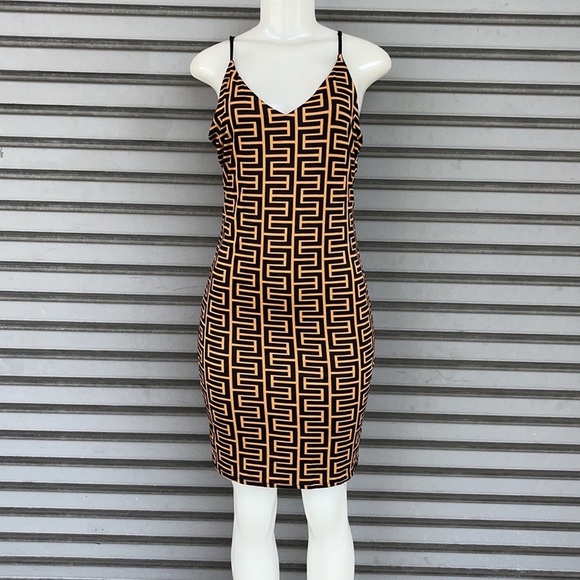 Velvet Torch Spaghetti Strap MiniBrown/Combo Sexy Dress Size M - Picture 5 of 11